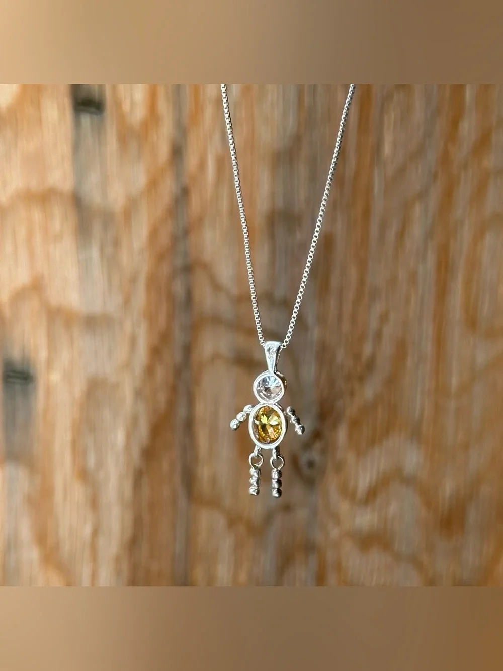 925 Sterling Silver November Birthstone Boy Charm Pendant Necklace